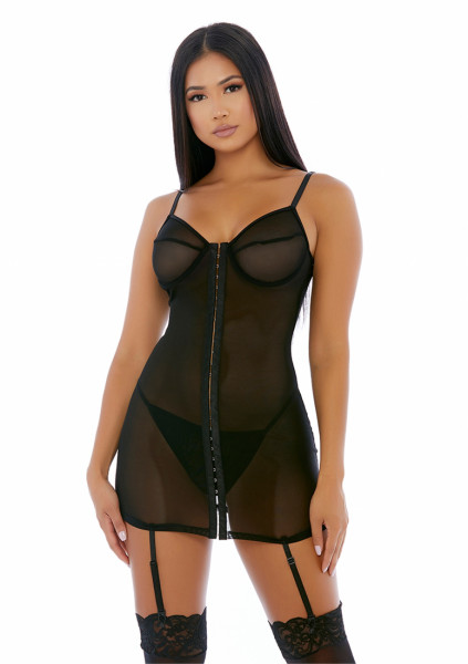 Hook Me Up Chemise Set - Black - Very Sexy Lingerie