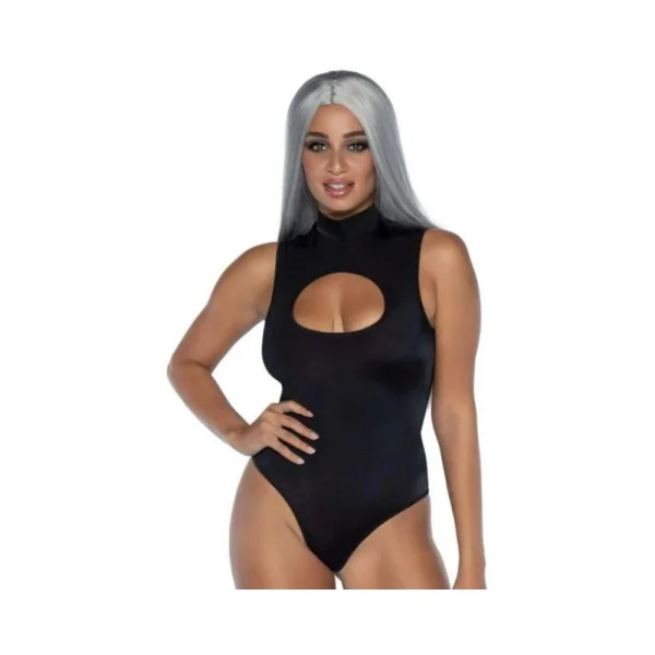 Spandex Keyhole Bodysuit Black Small