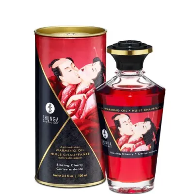 Shunga Warming Massage Oil Blazing Cherry 3 5 fluid ounces