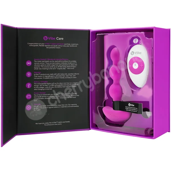 B-Vibe Triplet Purple Flexible Silicone Vibrating Anal Beads