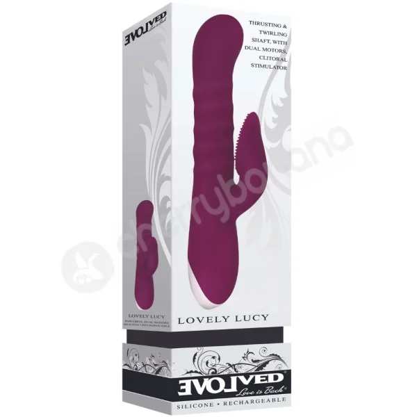Evolved Lovely Lucy Thrusting & Twirling Vibrator With Clit Stimulator