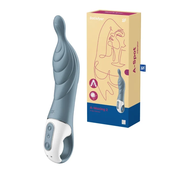 Satisfyer A-Mazing 1 Rechargeable Waterproof 12-Function A-Spot Vibrator - Blue