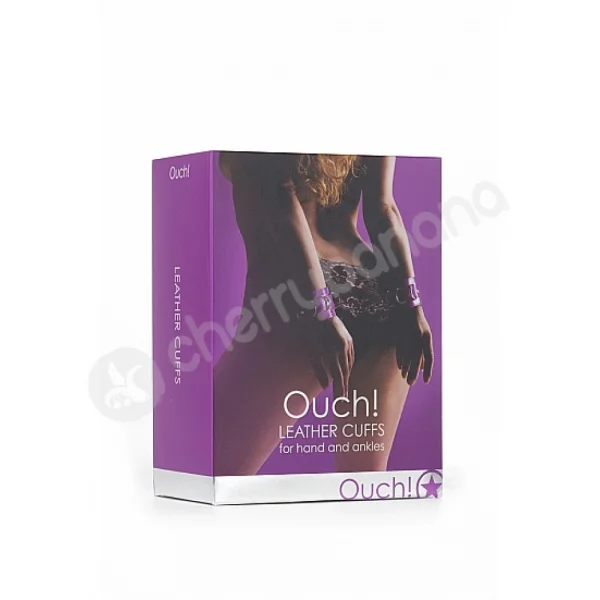 Ouch Purple Leather Cuffs