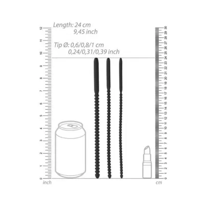 Ouch Urethral Sounding Silicone Dilator Set Black 6 8 10 Mm