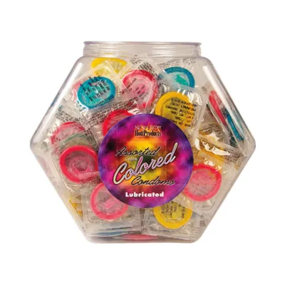 Assorted Colored Condoms Display Bowl
