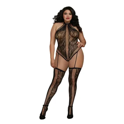 Teddy Bodystocking Queen Size Black