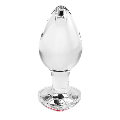 Red Heart Gem Glass Plug Large