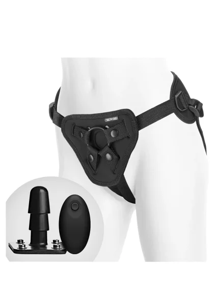Vac-U-Lock Supreme Harness with Vibrating Plug