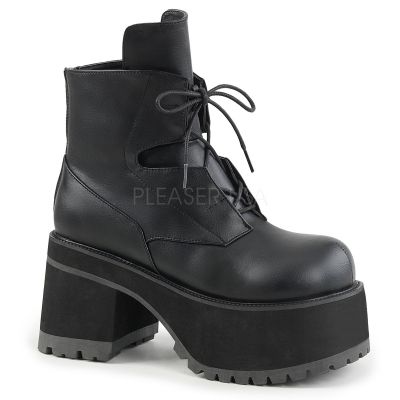 4 inches Heel 2 1 2 inches Platform Lace Up Front Ankle Boot Side Zip