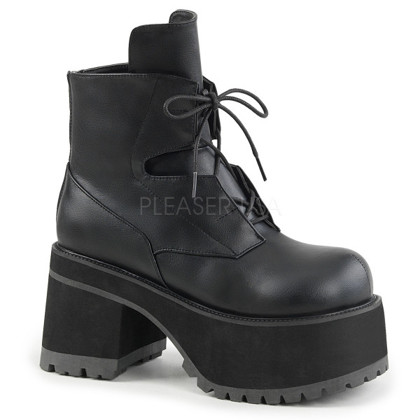 4 inches Heel, 2 1/2 inches Platform Lace-Up Front Ankle Boot, Side Zip