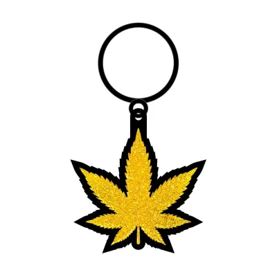Gold Glitter Leaf Keychain