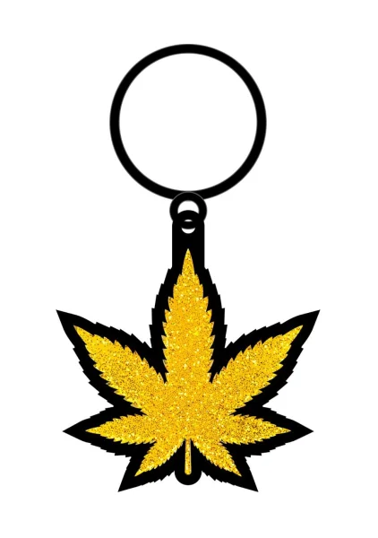 Gold Glitter Leaf Keychain