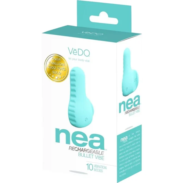 NEA Rechargeable Silicone Waterproof Vibrating Finger Bullet  by VeDO - Tease Me Turquoise