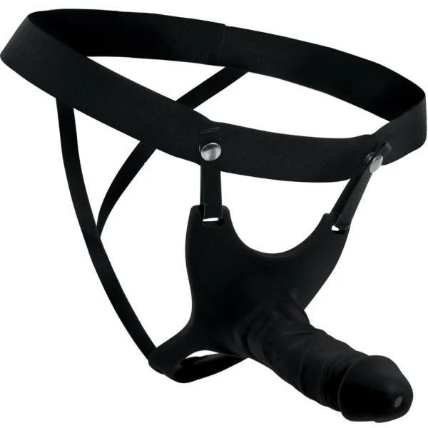 6" Hollow Silicone Dildo Strap-On - With Cum Through Tip!