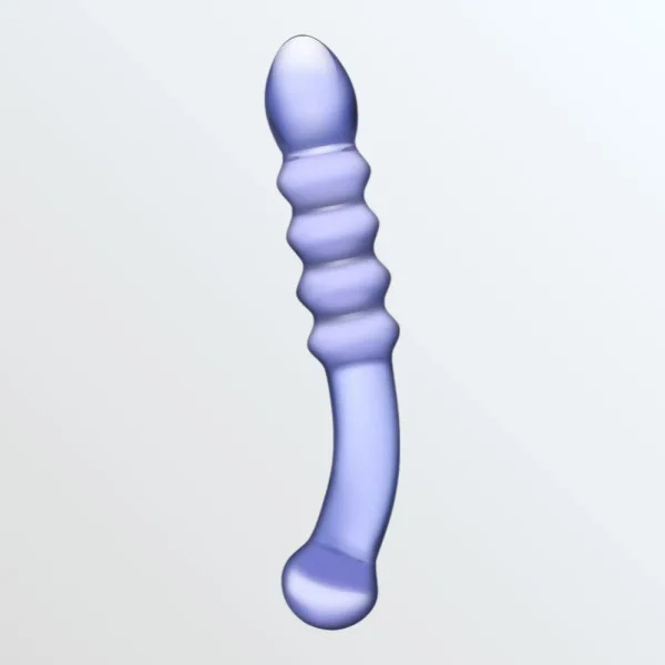Glas Purple Rain Ribbed Glass Dildo