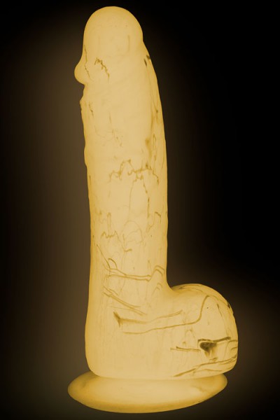 BMS Glow-in-the-Dark 7.5" Pink Silicone Dildo with Suction Base