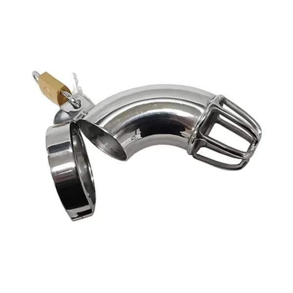 Stainless Cock Cage With Padlock In Clamshell