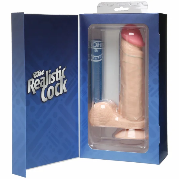 Doc Johnson The Realistic Cock 8" - Vac-U-Lock Compatible Suction Cup Base - Vanilla