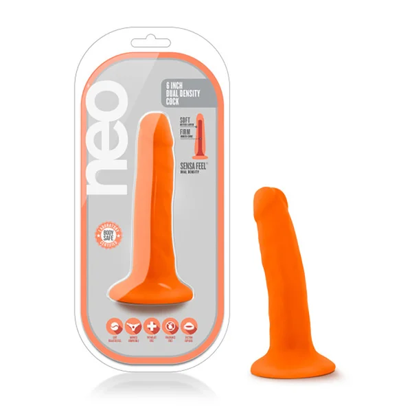 Neo - 5.5 Inch Dual Density Cock - Neon Orange — image 10 of 16