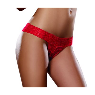 Dreamgirl One Size Red Stretch Lace Low Rise Thong