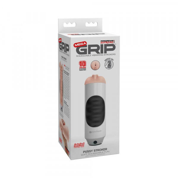 Mega Grip Squeezable Vibrating Strokers Pussy