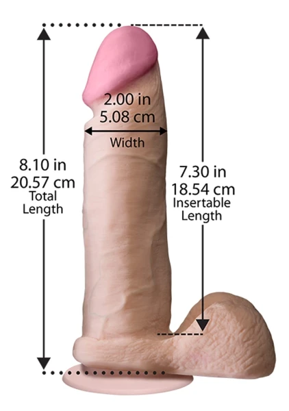 Doc Johnson The Realistic Cock UR3 8" - Vac-U-Lock Compatible Suction Cup - Chocolate