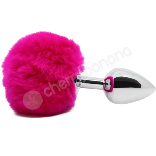 Hidden Treasures Silver & Pink Fluffy 2.9" Butt Plug
