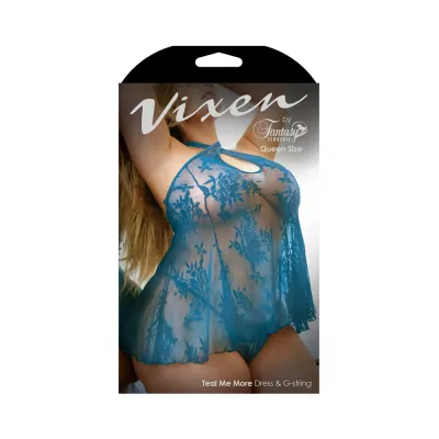 Vixen Teal Me More Stretch Lace Dress G string Teal Queen