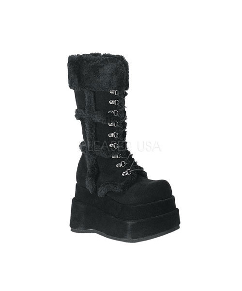 BEAR-202 - 4 1/2" punk goth Stacked P/F Blk Vegan Suede Calf BT