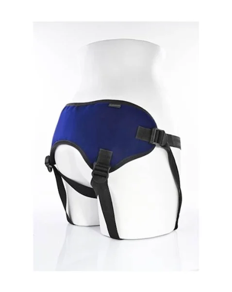 Vibrating Velvet Harness - Blue