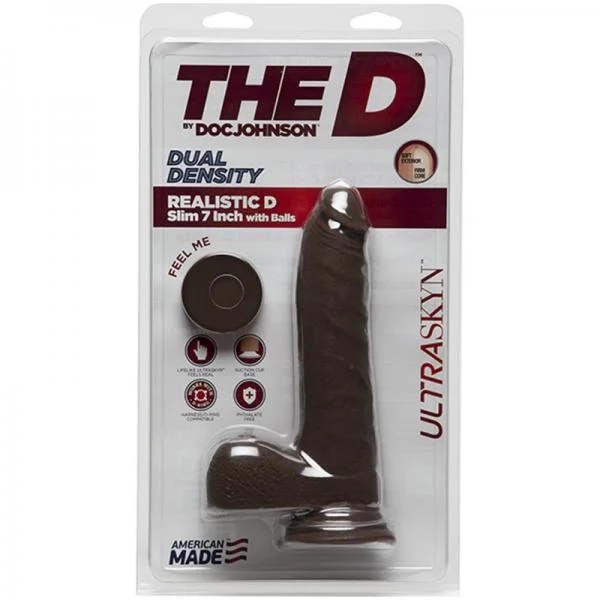 The Realistic D Slim W/balls 7 Chocolat