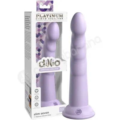 Dillio Platinum Slim Seven 7 Purple Silicone Dildo With Suction Cup Body Dock Compatible Base