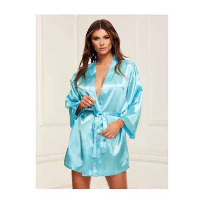 Silken Satin Robe Blue O s