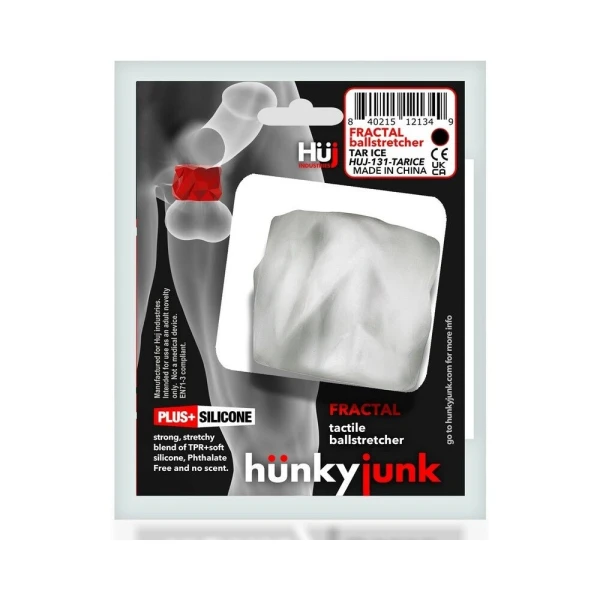 Extreme Bondage Gear:  Hunkyjunk Fractal Tactile Ballstretcher Clear Ice
