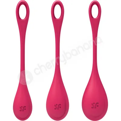 Satisfyer Yoni Power Ball 1 Red Ben Wa Kegel Balls 3pc Set