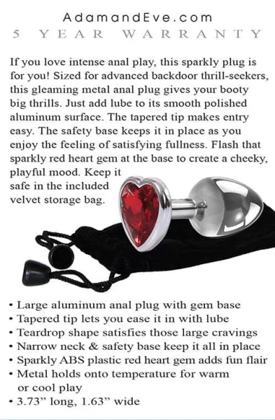 Large Red Heart Gem Anal Plug