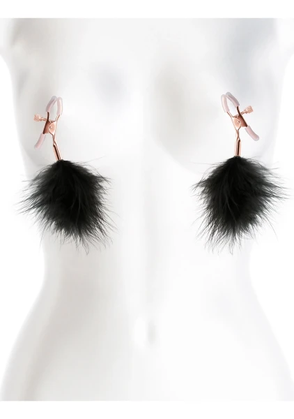 Bound Adjustable F1 Feather Nipple Clamps by NS Novelties - Rose Gold & Pink