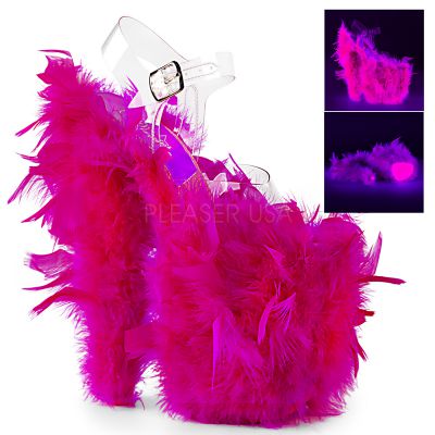 8 inches Heel 4 inches PF Marabou Feather Ankle Strap Sandal