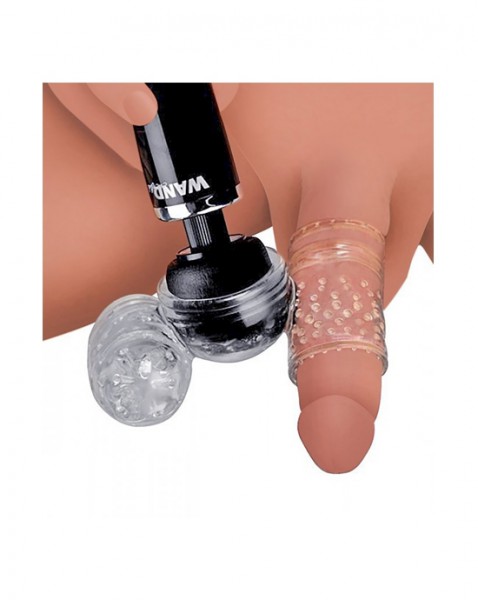 Twin Turbo Strokers 2 In 1 Wand Attachment For Men - Clear