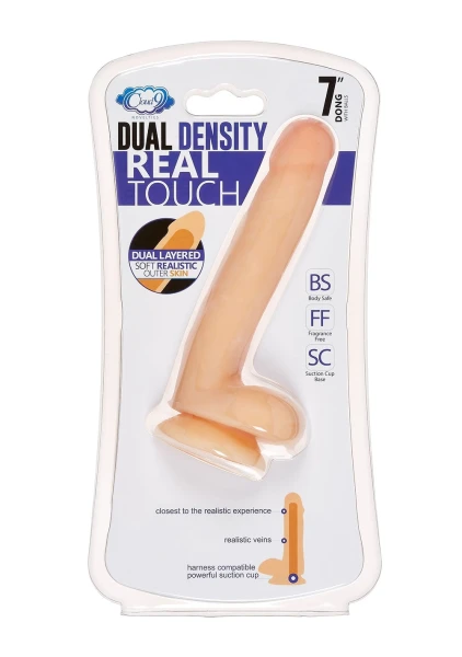 Cloud 9 Novelties Dual Density Real Touch 7 Inch With Balls - Brown