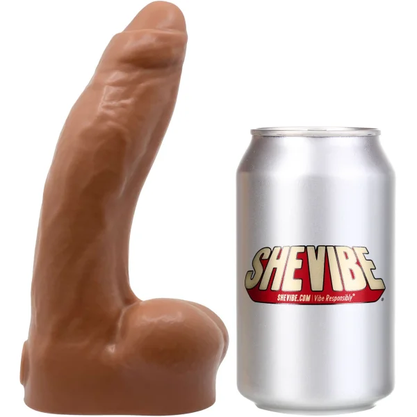 BIG Daddy Dakota Uncut Large 7.5" Platinum Silicone Realistic Dildo With Balls By Dee's Big Daddies - Caramel