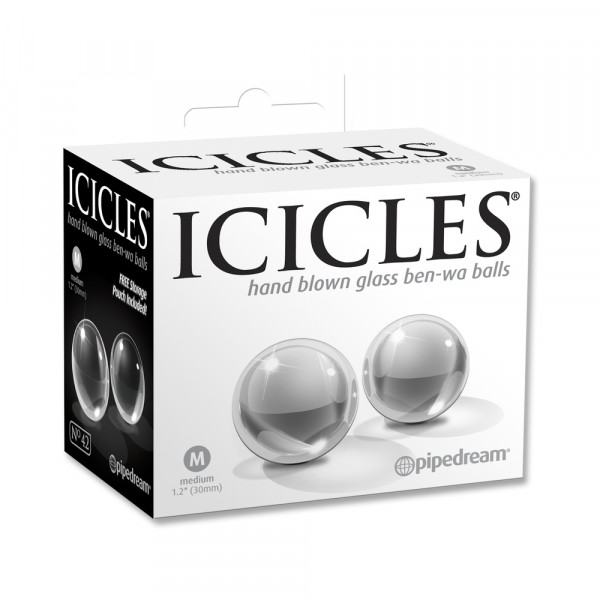 Icicles No 42 Medium Glass Ben Wa Balls Clear