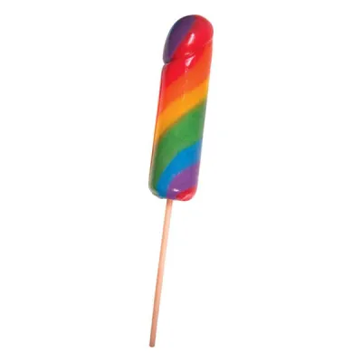 Hott Products Rainbow Jumbo Candy Cock Pops 6 Lollipops with Display Box