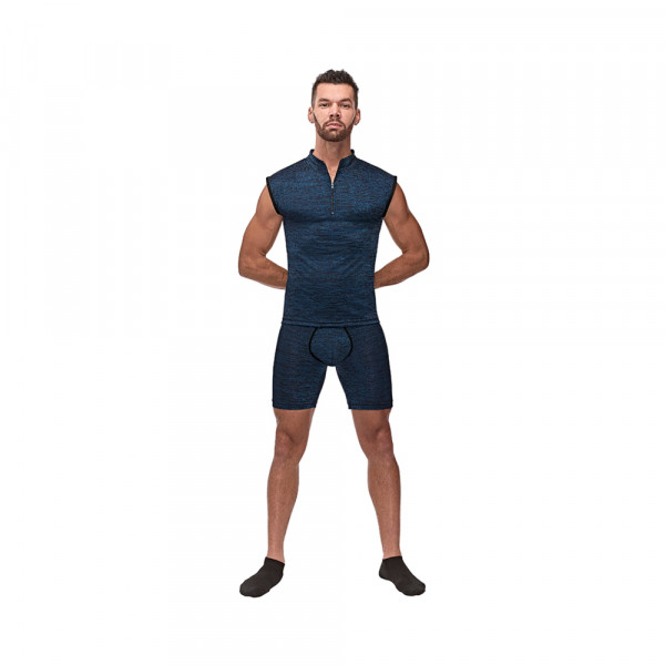 Mp Peak Performance Zipper Tank Blue Lrg