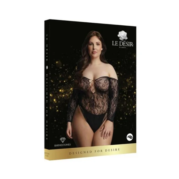 Shots Le Desir Wonder Rhinestone Bodysuit Osx Black