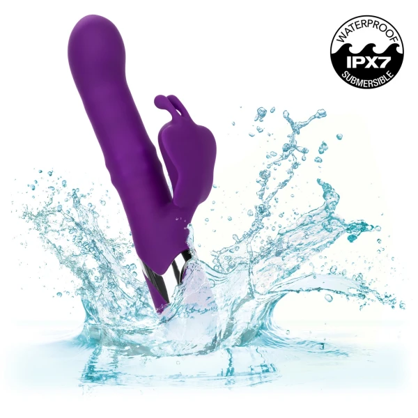 Enchanted Flutter Rechargeable Dual Stimulation Silicone Vibrator With Thrusting Tip & Rotating Beads By CalExotics