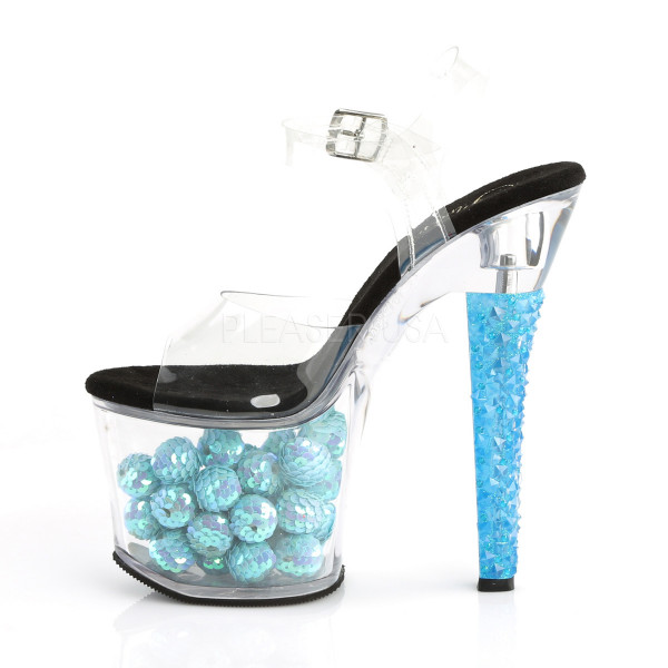 7 inches Heel, 3 1/4 inches PF Ankle Strap Sandal w/ UV Sequin Ball — image 7 of 8