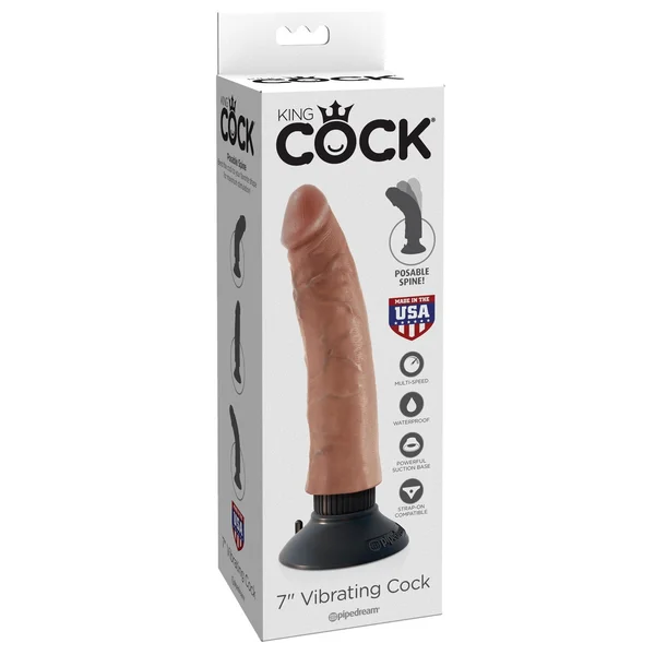 King Cock 7" Vibrating Cock - Tan — image 15 of 18