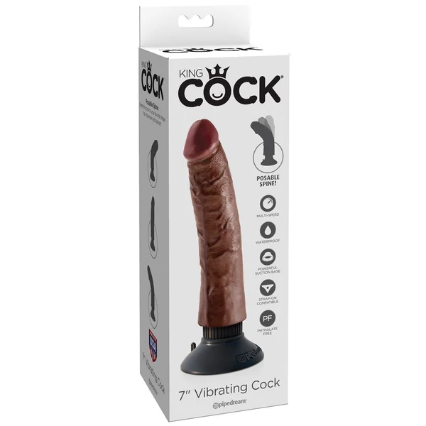 King Cock 7-Inch Vibrating Cock - Brown — image 9 of 12