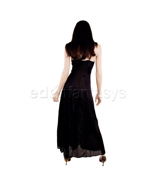 Black satin and lace gown
